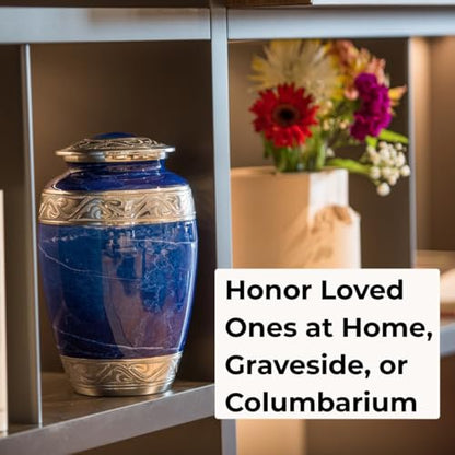 GR8 Keepsakes Classic Blue Marble-Finish Cremation Urn Set - color: Blue