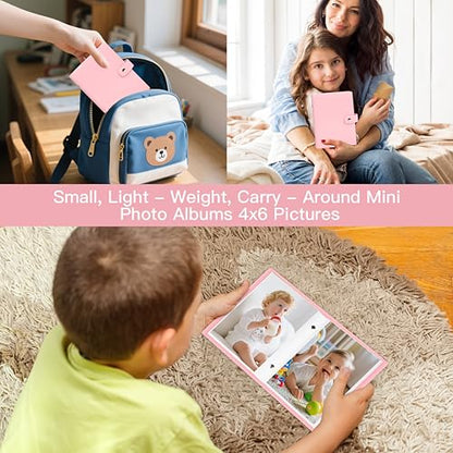 Ruibytree 2 Pack Small Photo Albums 4x6 Pictures, 104 Photos Total, Pink - color: Pink