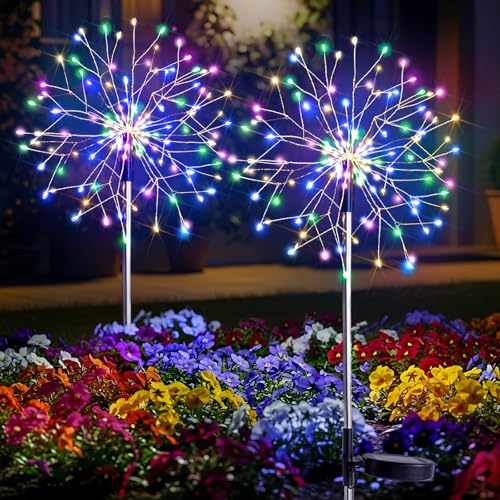 suddus Solar Garden Lights Outdoor 2Pack 150LED Firework Lights Multicolor - color: Multicolor, size: 2 Pack