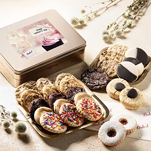 Mothers Day Gourmet All-Flavor Cookie Tin — Assorted Cookies for Every Special Occasion & Holiday Gift for Men & Women by Dulcet Gift Baskets - Personal Note Option Available - color: Mother's Day