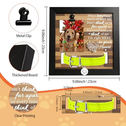 Artisanal Hand-Knitted Heart Dog Memorial Frame with Photo Clip& Collar Holder - Loss of Pet Sympathy Gift, Warm Remembrance for Dogs and Cats - color: Black and gray