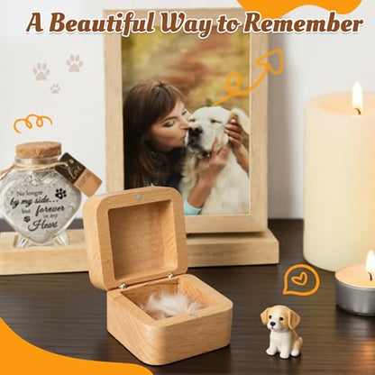 Pet Fur Keepsake Box, Square Wooden Memorial Box for Dog and Cat Hair - color: Square