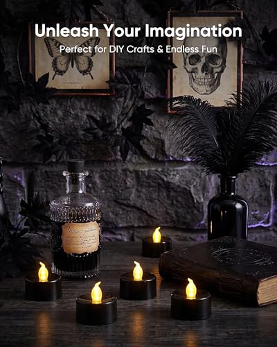 Homemory 24-Pack Black Flameless Battery Tealight Candles, 200+ Hours - color: Black, size: Pack of 24
