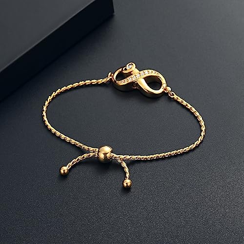 Urn for Ashes Infinity Bracelet for Women Girl Cubic Zirconia Cremation Keepsake Jewelry Gift for Human - color: Gold
