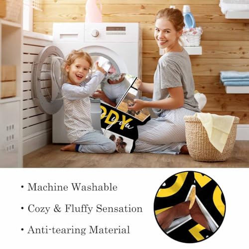 Newcos Customized Picture and Text Blankets Personalized Love You Daddy 6 Pictures Blankets Souvenir Gifts for Papa Dad Mom Family Custom Blanket for Father's Day, Mother's Day and Christmas - color: Color 18