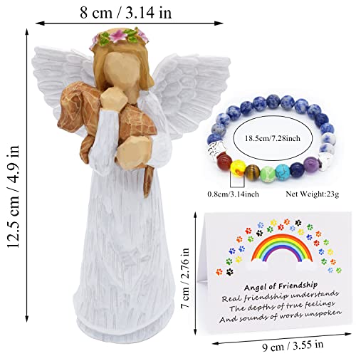 Anrkets Angel of Friendship Pet Memorial Gift – Dog Remembrance Angel Figurine with 7 Chakra Rainbow Bridge Bracelet, Sympathy Gift for Loss of a Beloved Dog - color: White #2