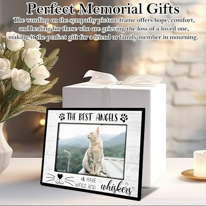 Pet Memorial Gifts, Loss of Cat Sympathy Gift Wooden Photo Frame, Cat Memorial Gifts for Loss of Cat, 4x6 Picture Frame for Tabletop Display Photo Insert - L01 - style: loss of cat 2