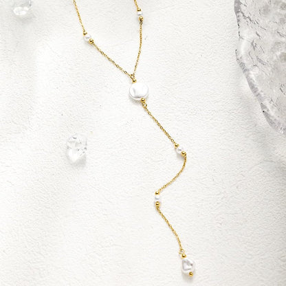 Silver/Gold Plated Angel Wing Pendant Necklace for Women Men | 18K Gold Guardian Angel Wings Feather Necklace Stainless Steel Simple Minimalist Necklaces Birthday Christmas Jewelry Gifts - color: Pearl Gold Y Necklace