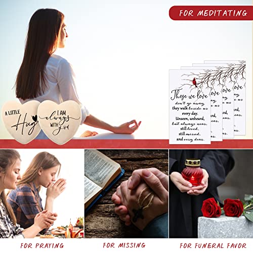 Fulmoon 100 Sets Funeral Favors Bulk, Pocket Hug Wooden Heart Token with Red Cardinal Greeting Cards and Organza Bags Memorial Day Gifts for Guests Family Church Celebration of Life Decorations