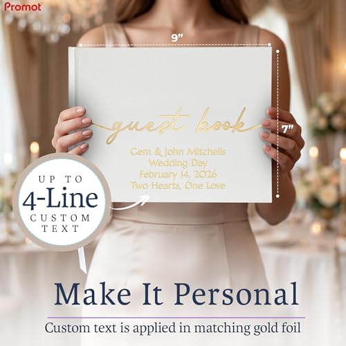 Promot Personalized Guestbook (White) - 110 110 Lined Pages | Elegant Hardcover Design, Smooth Lined Writing Pages, Durable Everyday Construction, Premium Paper Quality, Lay-Flat Binding - color: White