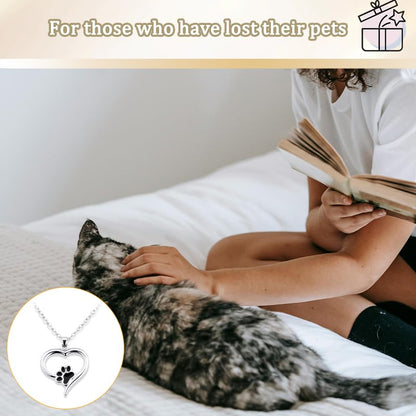 YangQian Sympathy Gift for Pet Owner Pet Memory Gifts for Dogs Cats Bereavement Gifts Paw Print Necklace Grieving Cat Dog Loss Gift - color: Paw Print Necklace