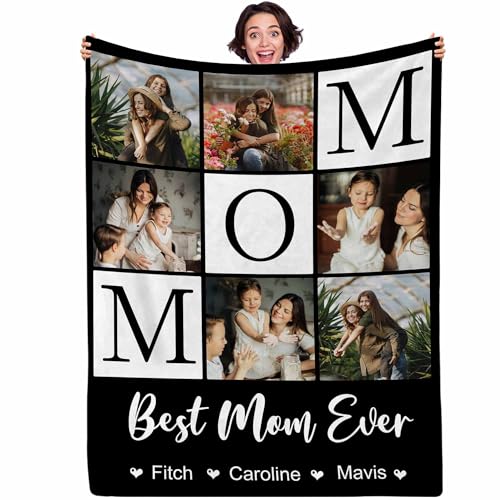 Customized Mom Blanket with Photo | Custom Picture Blanket for Mom Personalized Blanket as Gifts for Mother Wife Customized Blanket for Women - color: Style 2