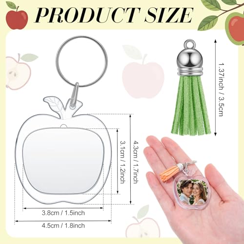 Yaomiao Acrylic Photo Keychain with Tassel Clear Blank Custom Keychain Frame Holder Insert Picture Keyring Making Kit - style: Apple