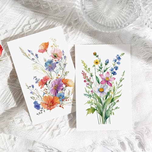 24 Floral Blank Cards and Envelopes, 4x6 Wildflower Blank Note Cards for All Occasions - Sympathy Thank You Condolences Funeral Thinking of You Mother's Day Wedding Graduation, Etc