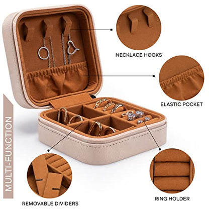 Custom Leather Jewelry Box w/Name & Birth Flower Month - Birthday Gifts for Women, Personalized Jewelry Travel Case - Customized Jewelry Organizer Box, Mom Birthday Gifts - White - color: White