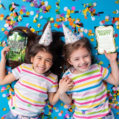 Pixel Games Birthday Invitations Jungle Party Cards with Envelopes - color: Green Pixel Games