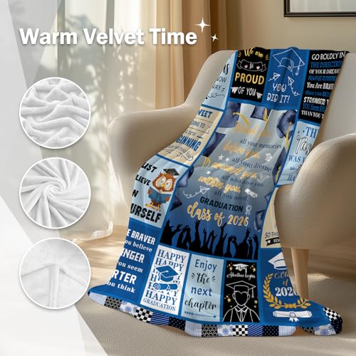 2026 Graduation Blanket for Her Him Graduation Class of 2026 Gifts for Women Men, College/PhD/Masters Deqree Graduations Gifts Graduate Super Soft Flannel Throw Blanket 50"X 60" - color: Graduation