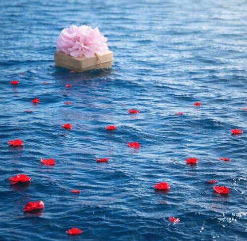 Biodegradable Water Burial Urn Kit with Pink Flower – Cruise Approved Ocean Ashes Scattering Ceremony with Certificate (3 Sizes) (Medium) - size: Medium