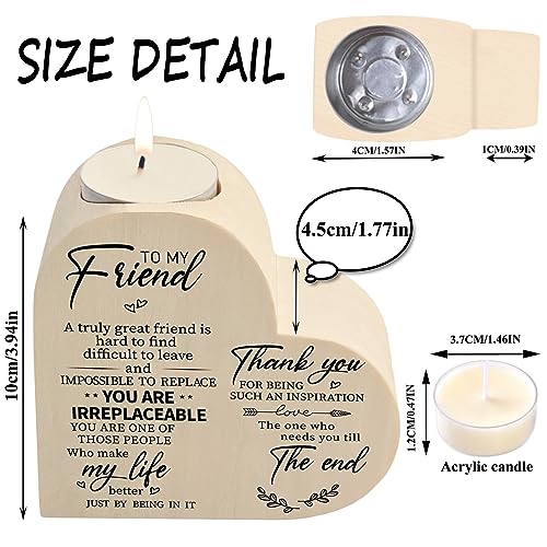 Wooden Candle Holders-to My Friend,You are IRREPLACEABLE, Thank You for Being My Unbiological Sister.Women Female Girl Friends Personalized Custom Friendship Birthday Gift - color: Friend（2）