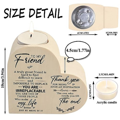 Wooden Candle Holders-to My Friend,You are IRREPLACEABLE, Thank You for Being My Unbiological Sister.Women Female Girl Friends Personalized Custom Friendship Birthday Gift - color: Friend（2）