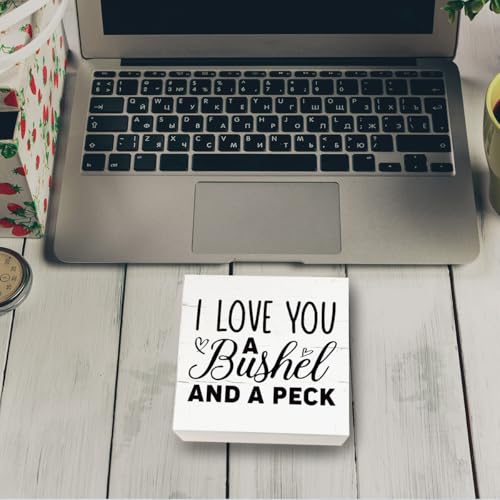 Rustic Wood Sign, I Love You A Bushel and A Peck, 5.7*5.7IN Wooden Box Sign, Tabletop Decor, Family/Loved Ones Gift - color: Funny Sign Style 27