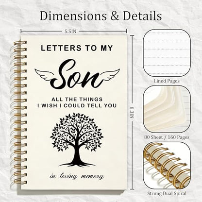 FTKBGHY Memorial Gifts for Loss of Son Grief Journal Notebook, Sympathy Notebooks Gifts for Loss of Loved One, Bereavement Sympathy Gift, Letters to My Son Journal, 5.5x8.3 Inch - color: Colour-3