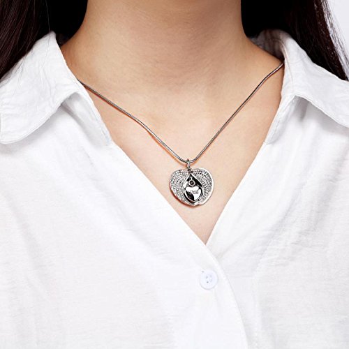 Norya God has You in his arms with Angel Wing Diamond Cremation Jewelry Keepsake Memorial Urn Necklace - color: Customize