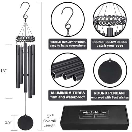 Memorial Wind Chime Sympathy Gift, in Memory of Dad Mom Loved One Healing, Loss of Mom Dad, Bereavement Remembrance Condolence Memorial Gift for Men, Women, Family, Relatives, Neighbors, Friends