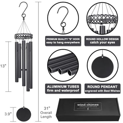 Memorial Wind Chime Sympathy Gift, in Memory of Dad Mom Loved One Healing, Loss of Mom Dad, Bereavement Remembrance Condolence Memorial Gift for Men, Women, Family, Relatives, Neighbors, Friends