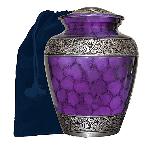 Extra Large Companion Human Funeral Cremation Urn, Personalized Double Urn for Two Adults (Purple) - color: Purple