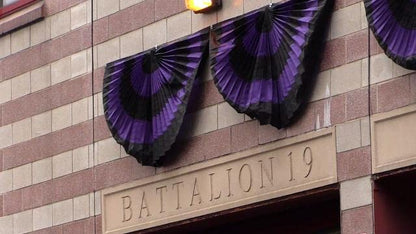 Funeral decorations by Independence Bunting - American Made Nylon Funeral Bunting! (PolyCotton - Black/Purple/Black/Purple/Black, 24" x 48")