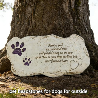 Shinning Paw Prints Pet Memorial Stones Headstones for Dogs or Cats, Resin Pet Grave Stone Plaques Tombstone Memorial Gifts Sympathy Gift for Loss of Dogs Outdoor