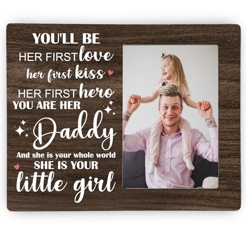 New Daddy Picture Frame, She is Your Little Girl Wooden Photo Frame Gifts for Father, 4x6 inch Photo - style: New Daddy