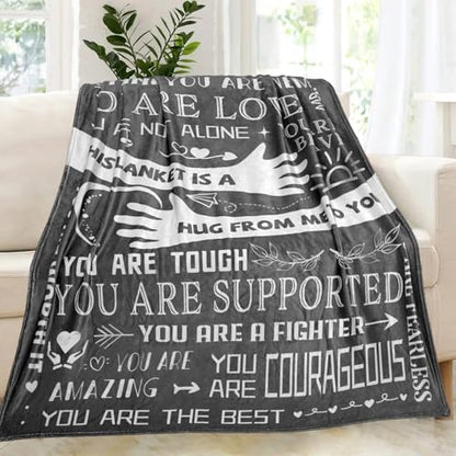 Healing Hug Blanket 60"x50", Inspirational Gifts for Men, Comfort Items Chemo Patients, After Surgery Recovery Gifts, Cancer Get Well Gifts for Men, Grey - color: You Are-grey