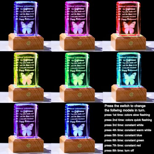 Ornalrist Retirement Gifts for Women Men with LED Wood Light Base - color: Retirement Gifts
