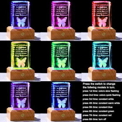 Ornalrist Retirement Gifts for Women Men with LED Wood Light Base - color: Retirement Gifts