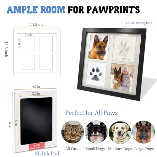 MYPAWLETS Ink&Clay Paw Print Kit for Dog Cat,Pawprint Keepsake Frame,Black | Clean-Touch Ink Pad & Soft Clay,Pet Paw Print Impression Kit,Large Area,Dog Nose Print,for 1-2 Pets,Gifts for Pet Parents - color: Black