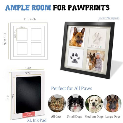 MYPAWLETS Ink&Clay Paw Print Kit for Dog Cat,Pawprint Keepsake Frame,Black | Clean-Touch Ink Pad & Soft Clay,Pet Paw Print Impression Kit,Large Area,Dog Nose Print,for 1-2 Pets,Gifts for Pet Parents - color: Black