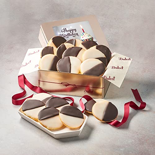 Dulcet Gift Baskets Birthday Gift Box NY Style Black & White Cookies Favorite Gift Tin- Great for Thinking of You Gifts -holiday Celebrations-Get Well Thank You & Sympathy Wishes for Men, Women, Girls, Boys - color: Birthday