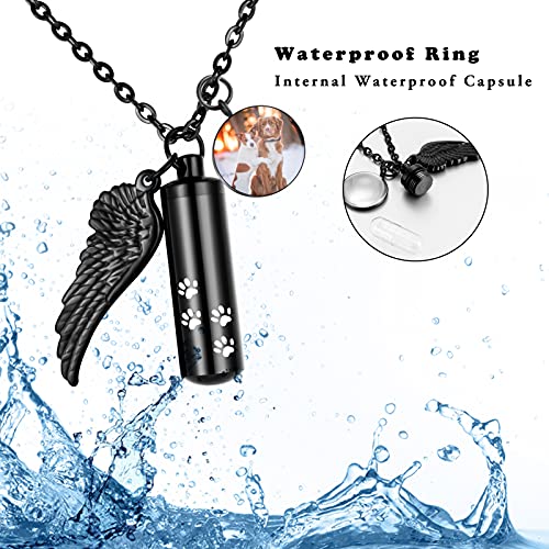 abooxiu Cylinder Cremation Necklace for Pet Ashes Urn Necklace with Angel Wing Pet Paw Ashes Necklace for Dog/Cat Pet Memorial Keepsake Jewelry… - color: Photo Engraving