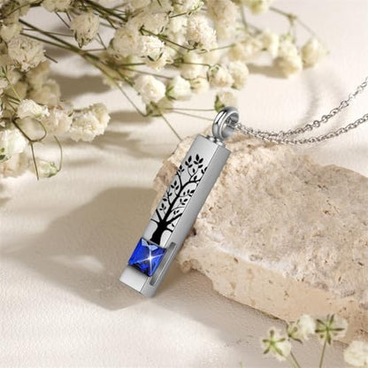 RIPFEVURN Small Mini Urns for Human Ashes Keepsake Adult Female Male Tree of Life Cremation Jewelry Urn Necklaces for Ashes for Women Men Set of 6(Blue)