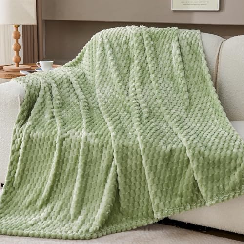 330GSM 3D Jacquard Twin Blanket for Bed, Sage Green, 60"x80" - color: Sage Green, size: Twin(60"x80")