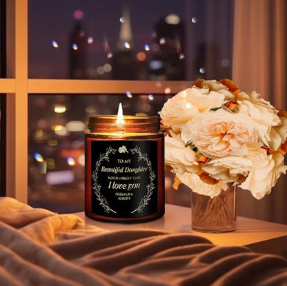 My Beautiful Daughter Candle Gift from Mom Dad - Unique Valentines Day, Love You, Bridal Shower, Wedding, Mother's Day, Birthday Gift for Daughter Adult - Cashmere Vanilla Scented Soy Candle - color: Beautiful daughter