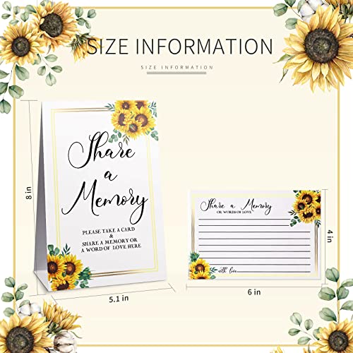 Zonon 50 Pcs Sunflower Share a Memory Cards Sign Place Seating Place Cards | Memorial Cards for Celebration of Life, Funeral, Bridal Shower, Sunflower Wedding Decoration, Birthday Anniversary