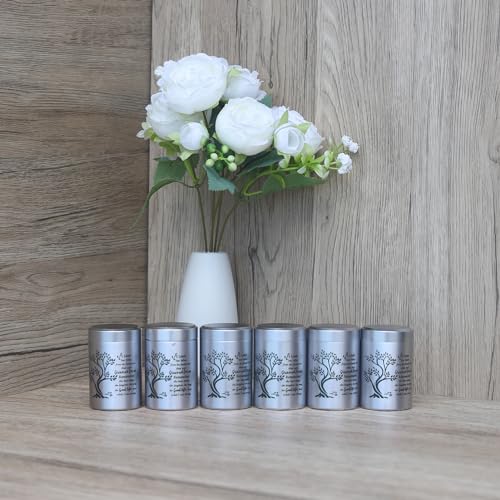 Small Urns for Human Ashes Set of 6 Mini Urn for Ashes 3 inches Keepsake Urns for Ashes container Memorial Ashes Container for Sharing Small Keepsake aluminum Urns Memorial Ashes Holder - size: Silver