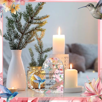 Yulejo Red Cardinal Memorial Gift Acrylic Heart Sympathy, Flower Style - style: Flower Style