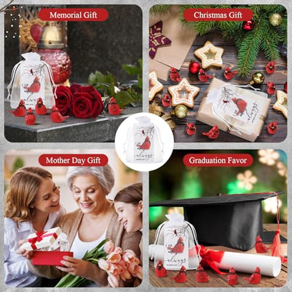 VioraWhite Cardinal Memorial Gift Resin Red Bird Cardinal Figurines Funeral Favor Memorial Gift Remembrance Poem Card for Family Friend Guest Garden Craft Cake Topper Decor(Fashion) - style: Fashion
