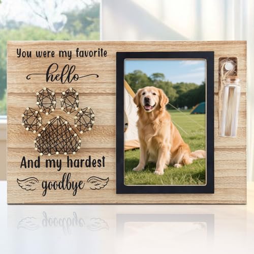 Dog Memorial Picture Frame – 4x6 Wooden Photo Frame for Pet Loss – Sympathy Remembrance Gift for Dog or Cat Lovers (Black Paw)