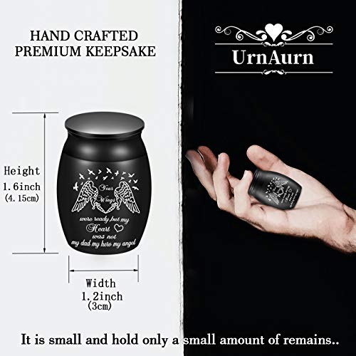 Personalized Custom Engraving Text Small 1.6" High Cremation Urns, Handcrafted Beautiful Keepsake Urn for Funeral, Peaceful Decorative Urns for Human Ashes, Wings Urn to Sharing Memorial Dad - style: Dad keepsake-Engraving