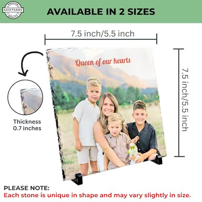 Personalized Photo Rock Slate Frame - Custom Stone Plaque Picture Frame - Mother's Day - Personalized Gift for Mom - Grandma Gift - Mother in Law Gifts - For Wife, New Mom Birthdays, Christmas - color: Mom-Slate
